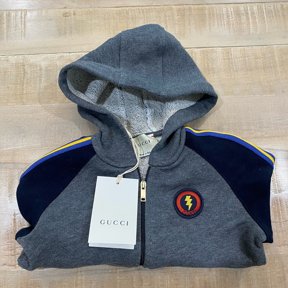 Gucci lightening bolt baby toddler zip up hoodie jacket NWT 12-18months
